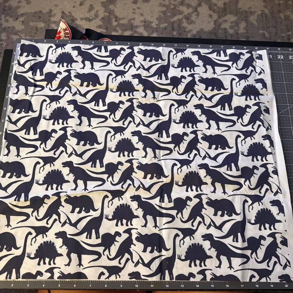 Dinosaur Fat Quarter Fabric 18" x 21" Blue & White Quilting Fabric